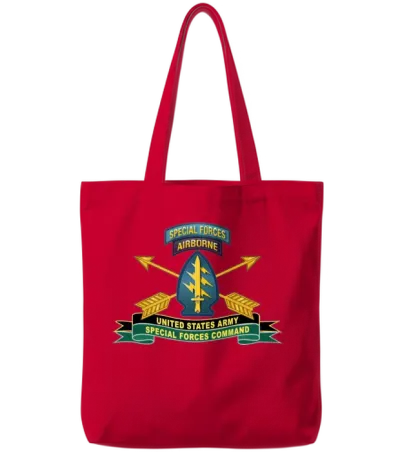 Army Us Army Special Forces Command Ssi Tote Bags - Red