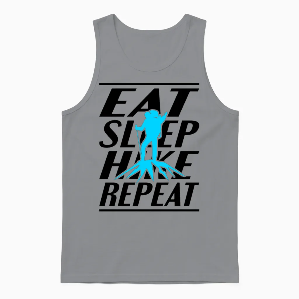 Eat Sleep Hike Hiking & Outdoors Gift Unisex Tank Top in Sport Grey