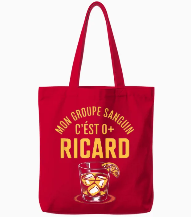 Mon Groupe Sanguin C'est Ricard Tote Bags in Red