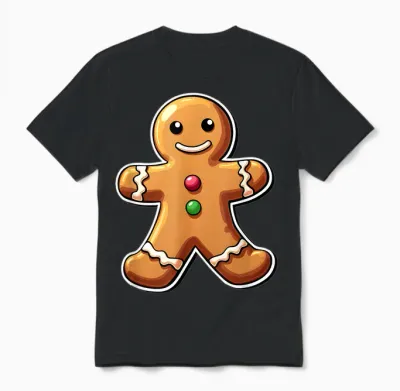 Gingerbread Christmas Women Kids Toddler Men Man Boys Unisex T-Shirt - Black