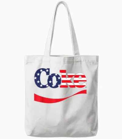 Coca Cola Coke Usa T-Shirt, Grey, S Tote Bags - White