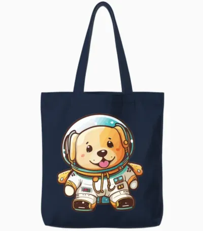 Dog with Space Suit, Astronaut Dog Tote Bags - Navy