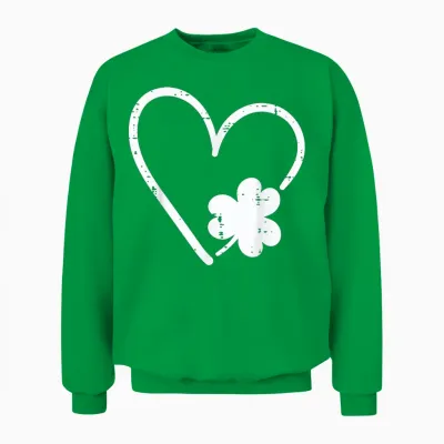 St. Patricks Day Herz Kleeblatt Kleeblatt Damen Mädchen Kinder Unisex Sweatshirt - Irish Green