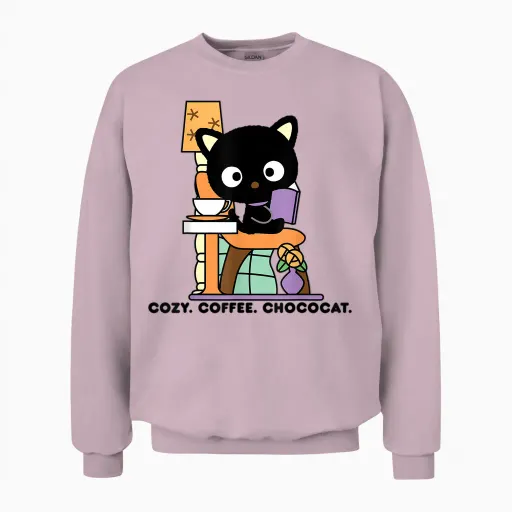 Chococat Cozy Coffee Cafe Unisex Sweatshirt - Light Pink
