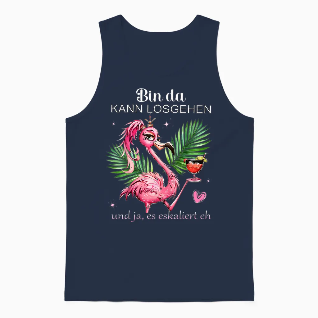 Damen Flamingo Bin Da Kann Losgehen Und Ja Es Eskaliert Eh Unisex Tank Top in Navy