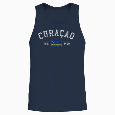 Curacao-Flagge Est 1499 Vintage-Urlaubs-Souvenir Für Herren Unisex Tank Top - Navy