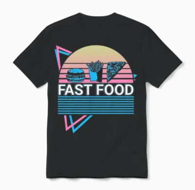 Fast Food Retro Unisex T-Shirt - Black