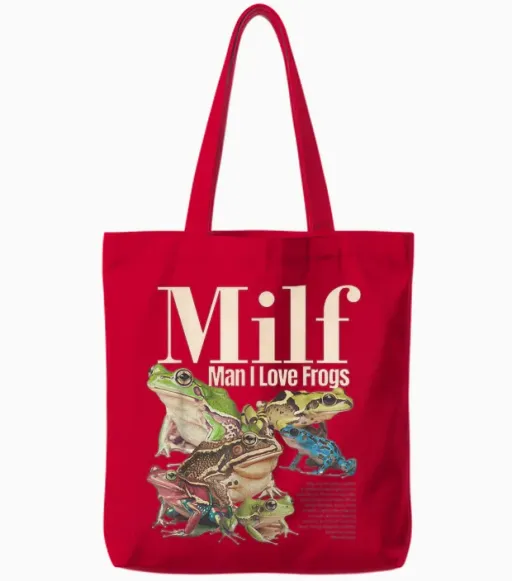 Milf Man I Love Frogs Shirt Adult Humor Saying Men Women Tote Bags in Red
