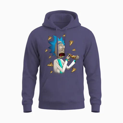 Rick and Morty Shirt Rick Loves Pizza Unisex Hoodie - Heather Sport Dark Navy