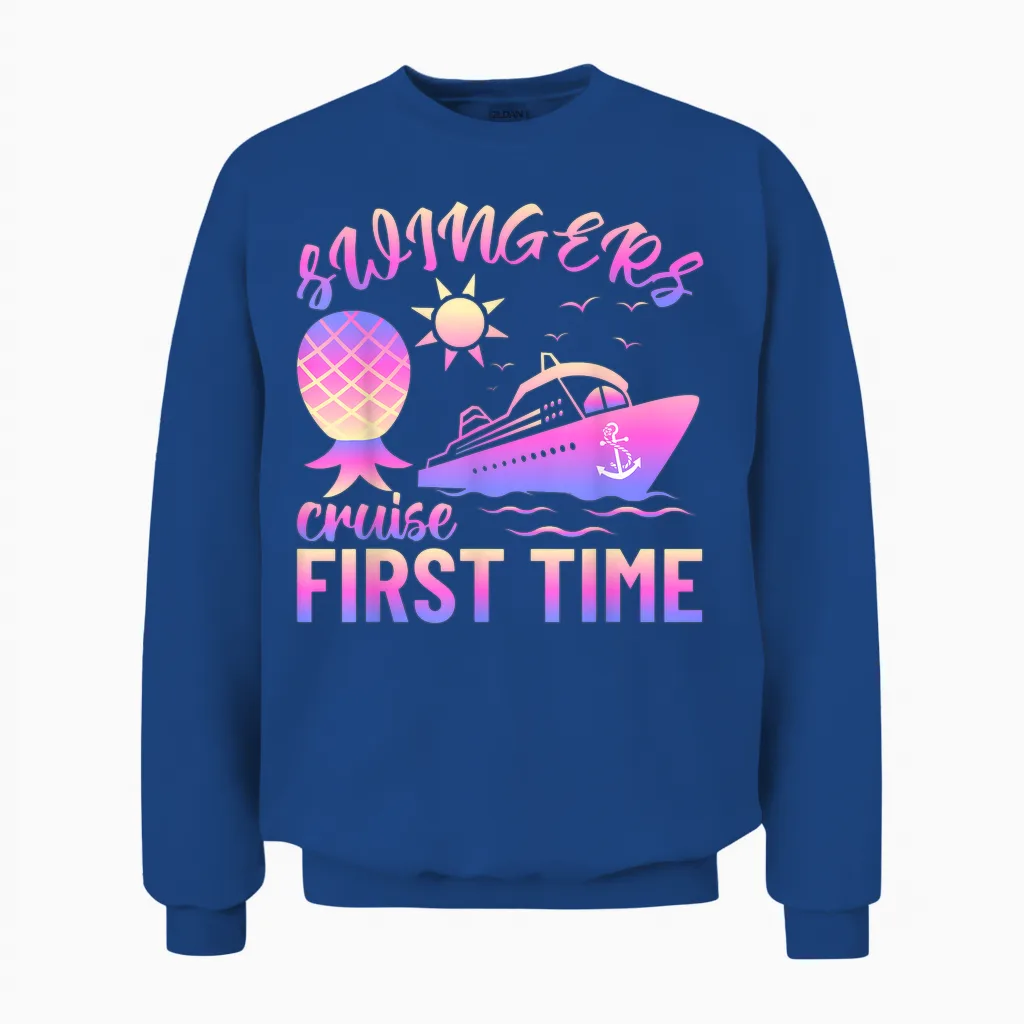 Swingers Adult Cruise First Time Funny Swinger Lifestyle Unisex Sweatshirt in Royal