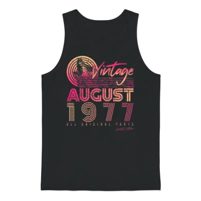 Retro 1977 in August Unisex Tank Top - Black