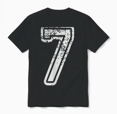 Team Jersey Uniforms Number 7 Seven School Sports Birthdays Unisex T-Shirt - Black