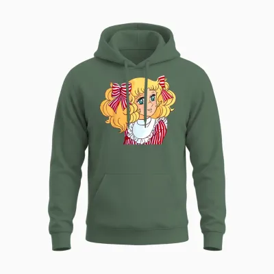 Candy Candy Japanese Manga Retro Vintage 80s T-Shirt, Black, S Unisex Hoodie - Military Green