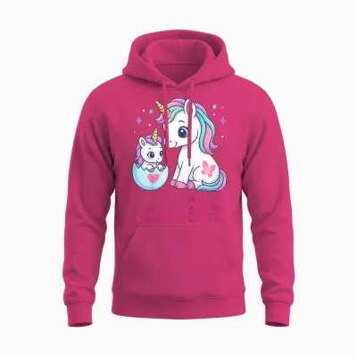 Big Sister Unicorn Motif Cute Rainbow Children's Unisex Hoodie - Heliconia