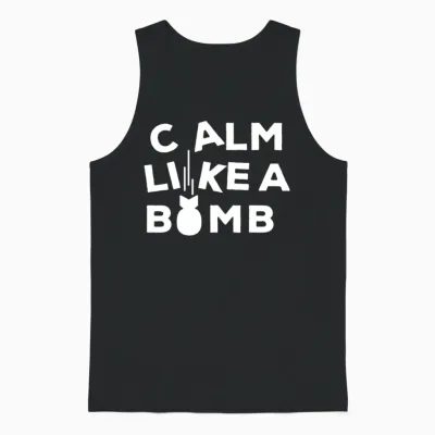Calm Like a Bomb Retro Unisex Tank Top - Black