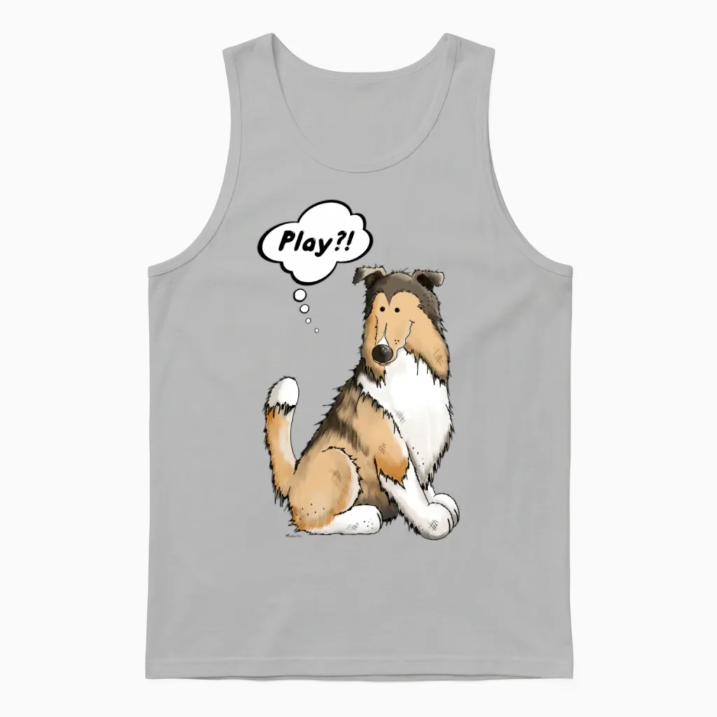 Play Collie - Dog - Dogs - Gift - Cartoon Unisex Tank Top in Ash