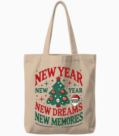 New Year Tote Bags - Natural