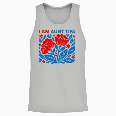 I Am Aunt Tifa Floral Funny Design for Men and Women Unisex Tank Top - Ash