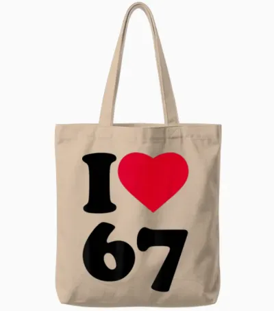 I Love Heart 6-7 Meme Dominosix-Seven Funny 67 Gen Z Alpha Tote Bags - Natural