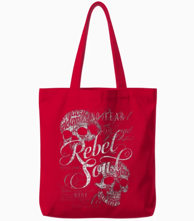 Backprint Streetwear Mode Vintage Damen Herren Schädel Skull Tote Bags in Red