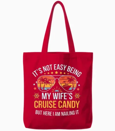 Matching Couples Cruise Candy Husband and Wife Cruise Tote Bags - Red
