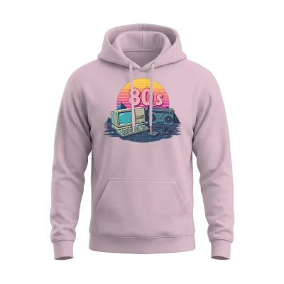 Retro 80s Unisex Hoodie - Light Pink