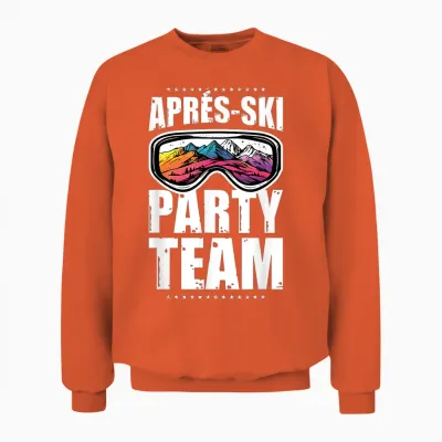 Apres Ski Party Team | Fun Ski Quote T-Shirt, Black, S Unisex Sweatshirt - Orange