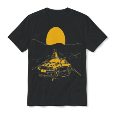Car Speed Moon Travel Shirt Funny Unisex T-Shirt - Black
