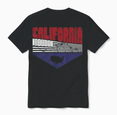 Retro Vintage California Usa Unisex T-Shirt - Black