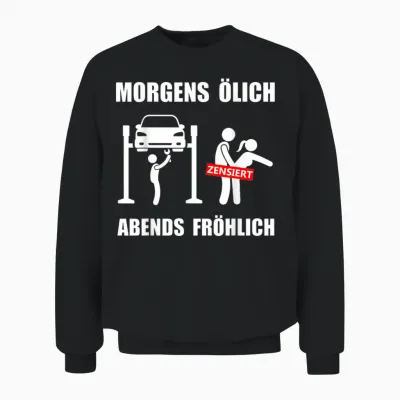 Herren Kfz Mechatroniker Lustige Mechaniker Sprüche ölich Fröhlich Unisex Sweatshirt - Black