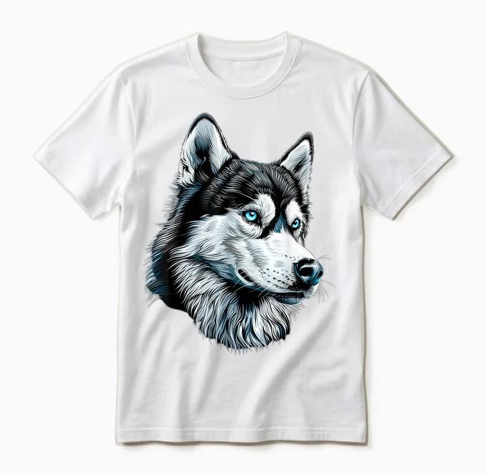 Husky Dog Lover Dog I Love Siberian Huskys T-Shirt, Black Unisex T-Shirt in White