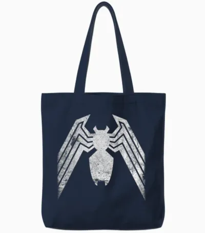 Marvel Comics Retro Classic Venom Distressed Emblem Tote Bags - Navy