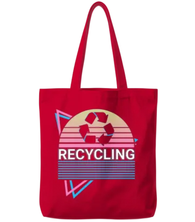 Recycling Recycle Retro Tote Bags - Red