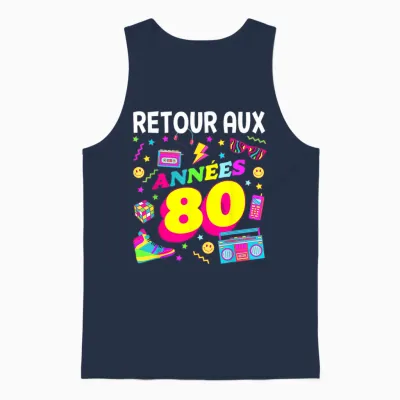 Party 80s Birthday Party 80s Retro Style T-Shirt, Black, S Unisex Tank Top - Navy