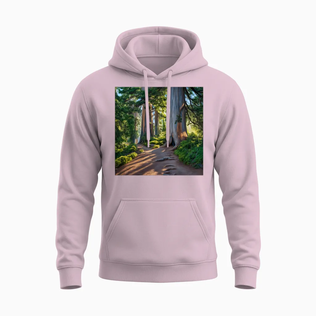 Hiking Forest Journey & Outdoors Gift Unisex Hoodie in Light Pink