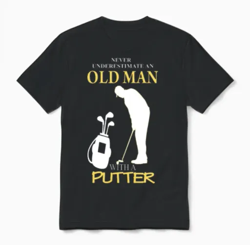 Golfer - an Old Man with a Putter Unisex T-Shirt in Black
