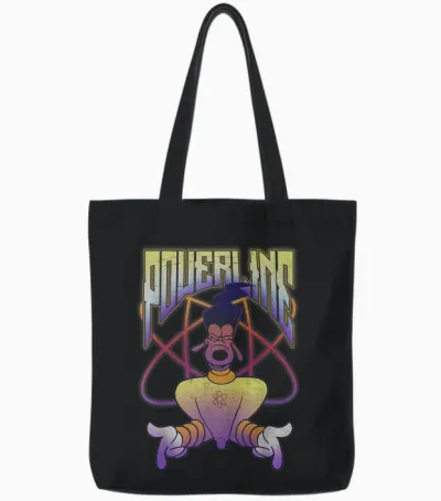 Disney a Goofy Movie Powerline Logo Portrait Short Sleeve Tote Bags - Black