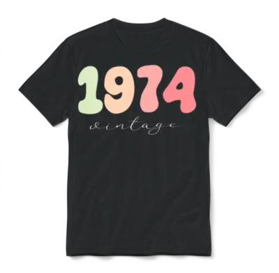 Birthday 1974 Vintage Unisex T-Shirt - Black