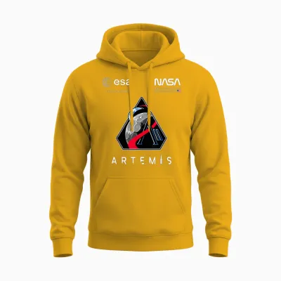 Nasa Artemis Ii Mission Patch Worm and Esa Logo Unisex Hoodie - Gold