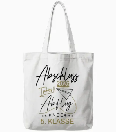 Abschluss Grundschule 2026 Lustiger Spruch Abflug Motive Fun Tote Bags - White