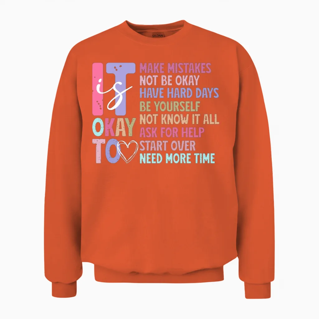 Mental Health Mental Health Mental Health Unisex Sweatshirt in Orange