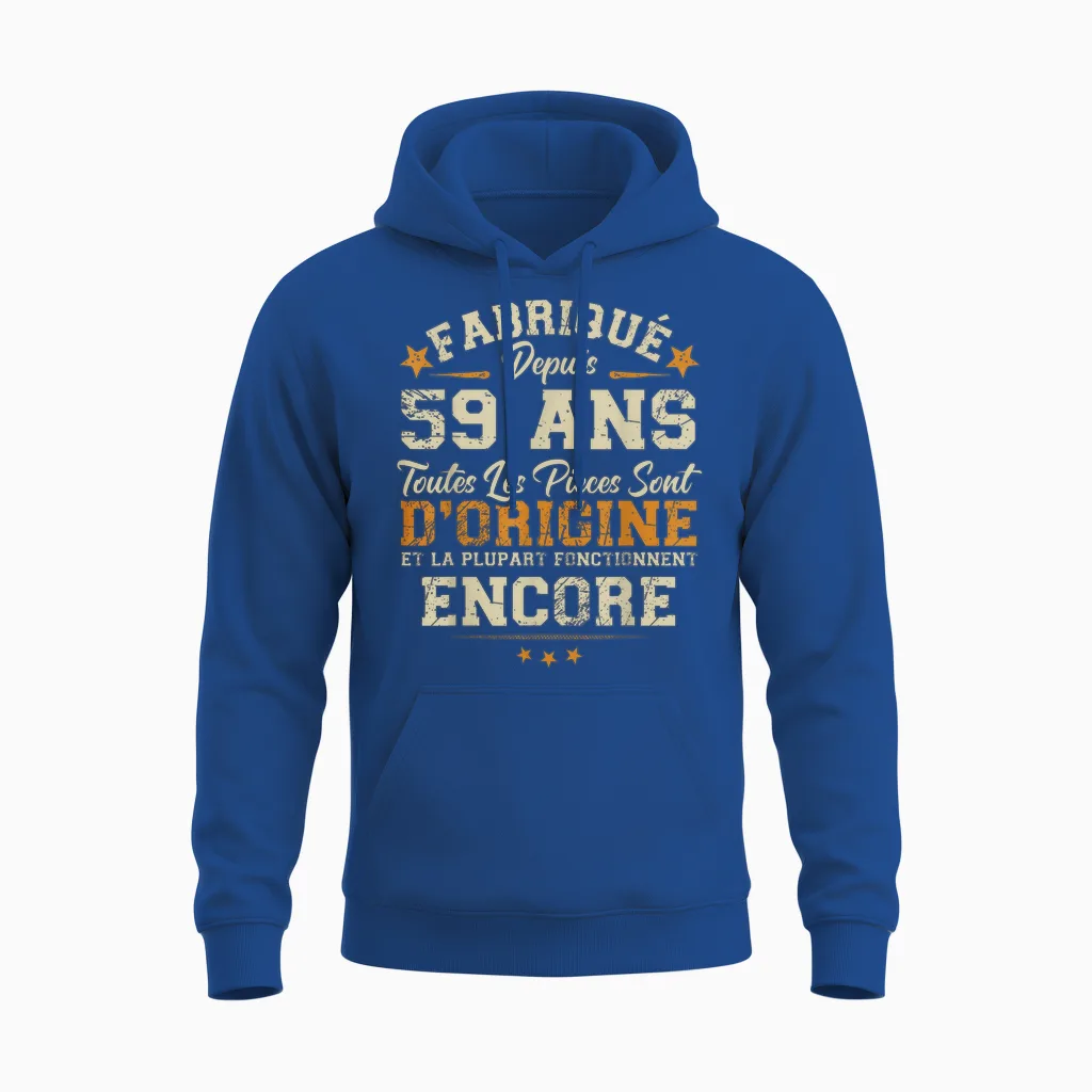 Made 59 Years Ago Birthday Joke Man Humor 1966 Unisex Hoodie in Royal
