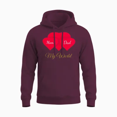 My World: Mom & Dad Emotional Design Unisex Hoodie - Maroon