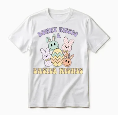 Retro Bunny Kisses Retro Wishes Easter Egg Gift Unisex T-Shirt - White