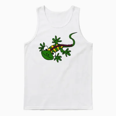 Funny Iguana Cartoon Unisex Tank Top - White