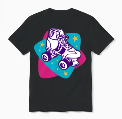 Roller Skate - Retro Skate Disco Unisex T-Shirt - Black