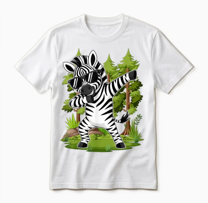 Cute Dabbing Zebra Clothes Kids Toddler Boys Animal Print Unisex T-Shirt in White