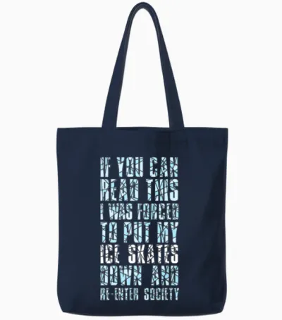 Funny Ice Skating Tote Bags - Navy