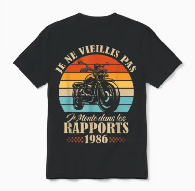 Je Ne Vieillis Pas Anniversaire 40 Ans Drôle 1986 Moto Unisex T-Shirt - Black