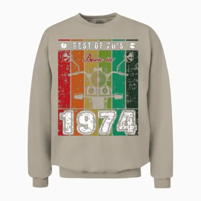 Best of 70's Born in 1974 Classic Motorcycle Unisex Sweatshirt - Sand